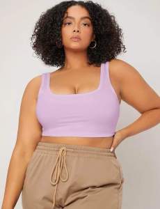 Plus Size Square Neck Sleeveless Crop Top Plus Size Top - SQN SANDO
