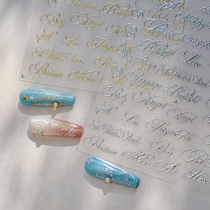 Gold-stamped Nail Stickers DIY Style New Chinese-style Nail Decorative Stickers Elegant English Self Adhesive Nail Art Stickers