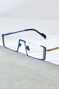 FONEX Titanium Glasses Frame Men Brand Design Retro Square Eyeglasses Small Vintage Half-Rim Semi-Rimless Japanese High-Quality Optical Eyewear 85780