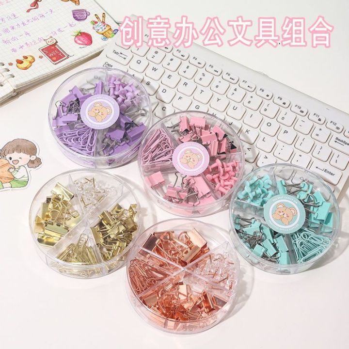 Macaron color combination clip stationery set ...