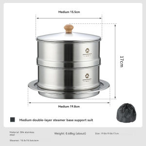 Campingmoon | CAMPINGMOON S363 Medium Double layered Steamer Bottom Support Set Stainless Steel Home Camping Portable Cooking Steamer