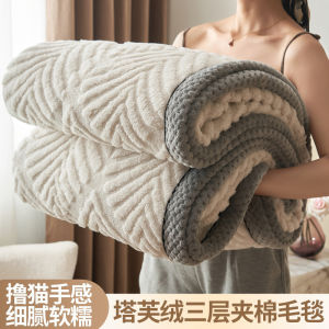 Thickened Milk Velvet Blanket Sofa Cover Blanket Winter Coral Fleece Sleeping Blanket Modern Simple Style Pure Color Throw Blanket
