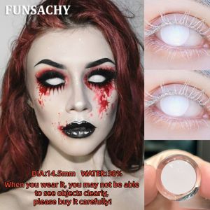 FUNSACHY Cosplay White Contact Lenses for Eyes Anime Role Playing Lens Halloween Cosplay Black Contacts Yearly Cosmetics Pupils