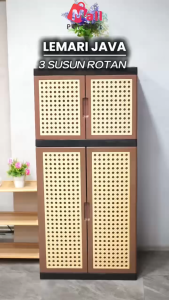 Mall Perabot Lokal | Lemari Pakaian Java 3 Susun Wardrobe Diamond Plastik Persegi | Rak Baju Tingkat Jumbo Pintu Serbaguna Murah