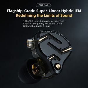 KZ | KZ ZS12 PRO 2 Flagship-Grade HiFi IEM Headphones Super-Linear 5BA+1DD Hybrid Detachable Cable Gaming Earphones for Audiophile