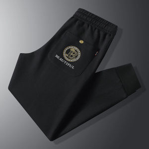 Mens Spring Autumn Drawstring Trousers Elastic Loose Fit Casual Pants White Coffee Color Business Casual Fashion Urban Style