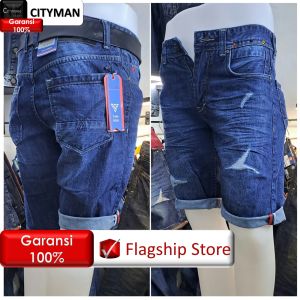 CELANA JEANS PENDEK PRIA STRAIGHT BLUE DARK PD RINGKEL PERMANEN TERBAIK TERLARIS BEST SELLER