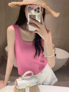 สลิมฟิต หวาน สไตล์ สีเขียว เสื้อสายเดี่ยว เปิดหลังเล็ก เสื้อกั๊ก ผู้หญิง แฟชั่น ฤดูใบไม้ผลิ ฤดูร้อน ระบายอากาศได้ดี ชุดชั้นในใส่สบาย