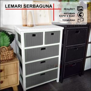 lemari rak rotan sintetis type rak 5 atas serbaguna model minimalis terbaru th 2024