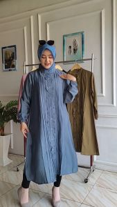 AC - New Shabira Long Tunik Atasan Tunik Terbaru 2024 Bahan Polo Linen LD 110 Tunik Wanita Remaja Dewasa Model Polos Simple Modern Elegan Trendy bisa COD