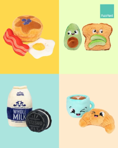 Fuzzyard Perfect Match Packs Plush Toy for Dogs | 5 Breakfast Designs with Squeaker (2 Pcs Set)