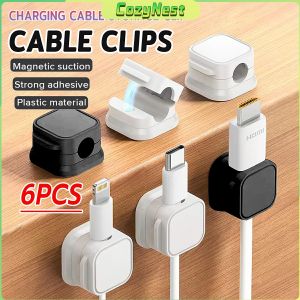C.N 6pcs/pack Magnetic Cable Clips Adjustable Cord Holder Self-Adhesive Desk Cable Management