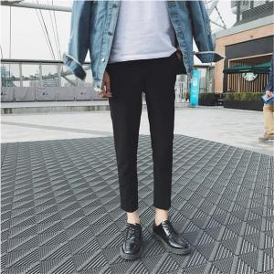 High-End Mens Tailored Pants Parisian Button Design Slim Fit Naples No Ironing British Business Suit Pants Youth Casual Wear