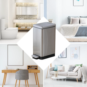 6L/10L/15L Stainless steel Step trash can narrow trash bin for bathroombedroomliving room