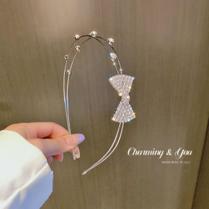 Elegant Double Layer Butterfly Knot Water Diamond Hairpin Womens New 2025 Fashion Headband Hair Accessories Alloy Hairband