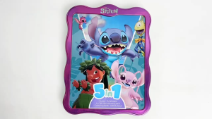 Disney Stitch 5-In-1 Happiest Tin Book Gift Set Activity Colouring With Pens & Stickers For Kids