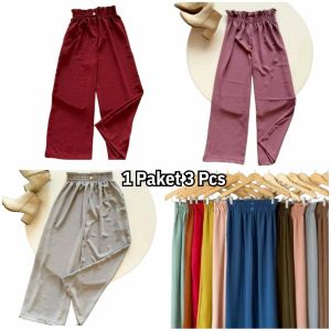Beli 1 Dapat 3pcs Celana Kulot Wanita Scuba Full Karet