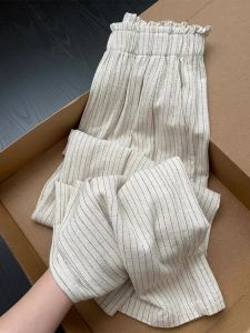 Fashionable High Waist Wide Leg Pants Womens Autumn Floral High Waist Drapey Slimming Casual Straight Cotton Linen Trousers