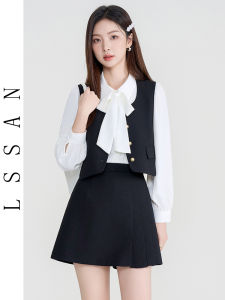 Ladies Commute Small Fragrance Style Suit Set Spring New Shirt Vest Mini Skirt Three Piece Set Long Sleeve POLO Collar Button