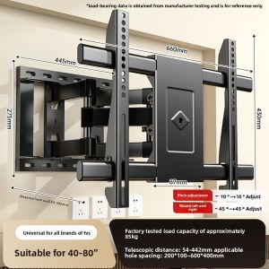 BESSGROUP | Folding Rotating Adjustable TV Mount 75/85 Inches
