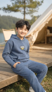 Bộ Quần Áo Nỉ Bé Trai Bigfox 9-15 Tuổi N26 Bộ Đồ Thu Đông Dài Tay Áo Hoodie Có Mũ Size Đại 30-55kg