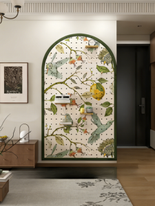 BEIQIVI | New Chinese Style Storage Wall Shelf with Decorative Painting