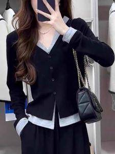 Áo Len Dệt Kim Dài Tay Ôm Vừa Vặn Cho Nữ Mùa Xuân Thu Mới Nhỏ Gọn Vai Áo Lót Cơ Bản Chất Liệu Khác 100%