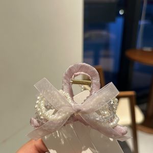 Pearl Crystal Tassel Hair Clip Womens French Style Matte Finish Hair Accessories for Hairstyling And Fashion Statement