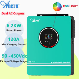 Hybrid Solar Inverter 4.2KW/6.2KW Hybrid Inverter 24V/48V Built In MPPT Solar Charger Controller with WIFI Monitoring Function Dual AC Outputs Can Work without Battery