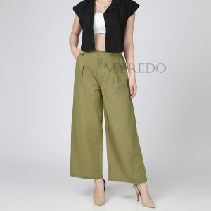 MYREDO - Celana Panjang Kulot Wanita Terbaru / Katun Linen Crinkle Kulot Polos Neriva LK