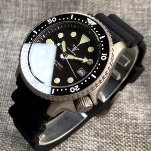 Titanium Diver NH35A Black Automatic 200M Men Watch Sapphire Glass 3.8 oclock Date Rubber Black Ceramic Bezel