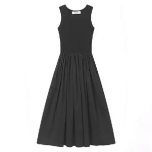 Round Neck A-line Sleeveless Korean Waist Silm Dress For Women Casual Maxi Skirt