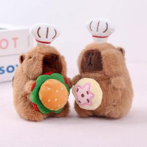 Cute Capybara Doll Keychain Toy Potato Chip Chef Bag Pendant Plush Childrens Gift Soft Stuffed Animal Toys from Shandong