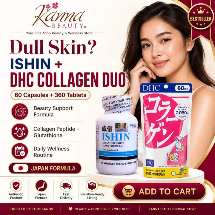 Ishin Advance White Glutathione 60 and DHC collagen peptide 2,050 mg 260 tablets COMBO Whitening skin supple nourishment | Lazada PH Ishin Advance White Glutathione 60 and DHC collagen peptide 2,050 mg 260 tablets COMBO Whitening skin supple nourishment | Lazada PH
