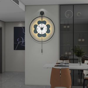 Minimalist Nordic Series Swing Wall Clock Hot Sale Home Living Room Simple and Fashion Mute Creative Vintage Clock Art Decoration With light 50x82cm