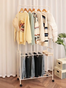 ราวแขวนกางเกง ไม้แขวนกางเกง  ชั้นงกางเกงอเนกประสงค์ มีล้อเคลื่อนย้ายได้ จัดเก็บเป็นระเบียบ 24 ตะขอ ยาว 75 ซม.