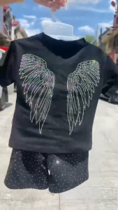 Cotton Terno for kids boy cool fashion black outfit wings design shine 1-5yrs old E58