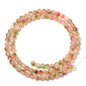 4/6/8/10/12mm Natural Peach Jade Chalcedony Stone Beads Pink Green Round Loose Beads For Jewelry Making DIY Bracelet Necklace