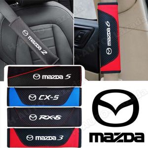Car Seat Belt Cover For Mazda 2 3 5 6 8 323 Axela B8 Cx3 Cx30 Cx5 Cx7 Cx8 Cx9 Familia Mps Mx5 Rx7 Rx8 Carbon Fiber Safety Seat Belt Shoulder Pad Seatbelt Full Set Protective Sleeve Emblem Logo Car Accessories Interior