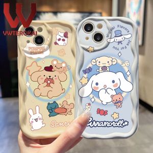 Dễ Thương 3D phim hoạt hình Nguyệt Quế con chó Kem sóng vỏ điện thoại cho Samsung Galaxy a04e A51 A71 A12 A02 a02s A50 a50s a30s a10s a20s A14 A34 A24 Camera bảo vệ silicon mềm vỏ lưng chống sốc