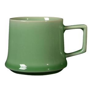 Large Ceramic Tea Cup Dragon Well Green Porcelain Chinese Style Mug Office Cup Personal Cup for Brewing Tea Single Ear Handle