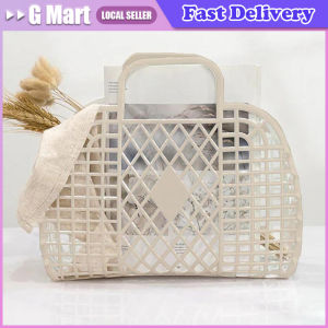 Tote Large-capacity Hollow Jelly Beach Basket Reusable Bright Jelly Bag Portable Tote Purse for Kids Storage Basket Supply