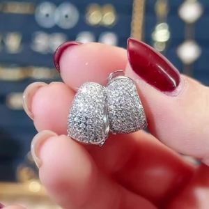 Huitan Small Circle Earrings with Bling Cubic Zirconia Silver Color Fashion Women Hoop Earrings Daily Wear Temperament Jewelry