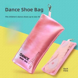 Pink Dance Shoe Storage Bag Childrens Ballet Practice Net Pocket Shoe Bag Zipper Shoe Bag Female Kids Sport Fitness Accessory