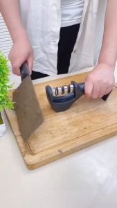 Asahan Pisau Stainless Multifungsi Penajam Alat Dapur Pengasah Gunting Anti Slip Sharpener Knife Baja 3 In1 Anti Karat