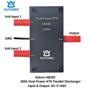 AUTORO 100A 200A ATS Dual Power Parallel Discharger Automatic Transfer Switch for RV Camper Van Boat Drone Off-Grid 12V 24V 36V