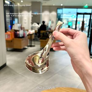 PINSHANGZUO | Thickened Deep Heat-resistant Spoon 316 Stainless Steel Long Handle
