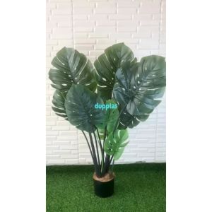 Pohon Hias Monstera T120 & Pot Dasar Hitam Dekorasi Rumah Aesthetic