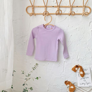 Childrens Long Sleeve Cotton Base Shirt Inner Wear Top for Boys And Girls Pure Color Casual Style Spring Autumn Season