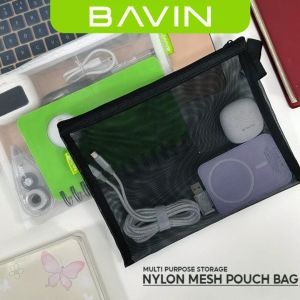 BAVIN BE17 Multi-functional Nylon Mesh Pouch Organizer: Portable Transparent Bag for Travel w/ Smooth Zipper